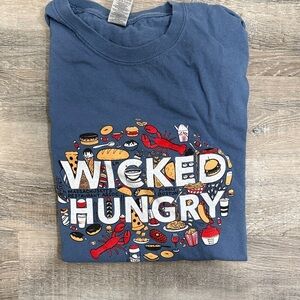 Gildan Blue T-Shirt WICKED HUNGRY BOSTON sz xl